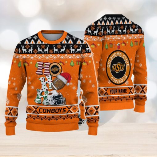 NCAA Oklahoma State Cowboys HO HO HO Custom Ugly Christmas Sweater