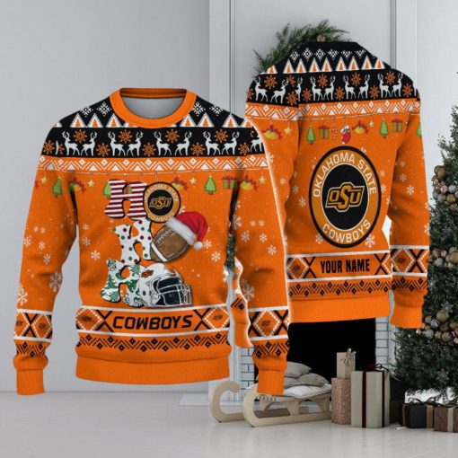 NCAA Oklahoma State Cowboys HO HO HO Custom Ugly Christmas Sweater