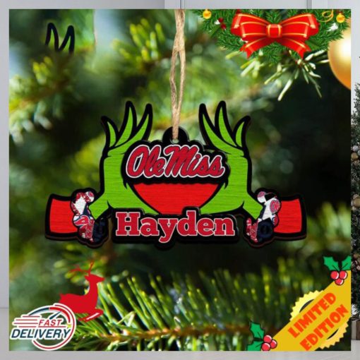 NCAA Ole Miss Rebels Grinch Christmas Ornament Personalized Your Name 2023 Christmas Tree Decorations