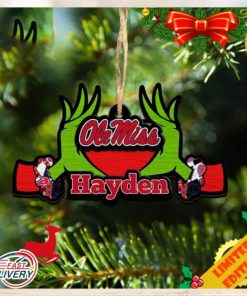 NCAA Ole Miss Rebels Grinch Christmas Ornament Personalized Your Name 2023 Christmas Tree Decorations