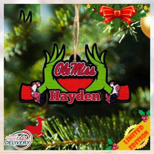 NCAA Ole Miss Rebels Grinch Christmas Ornament Personalized Your Name 2023 Christmas Tree Decorations