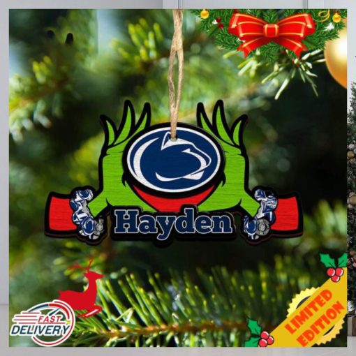NCAA Penn State Nittany Lions Grinch Christmas Ornament Personalized Your Name 2023 Christmas Tree Decorations