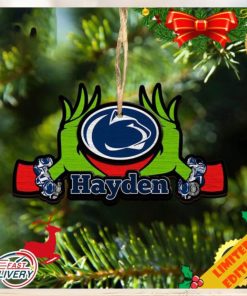 NCAA Penn State Nittany Lions Grinch Christmas Ornament Personalized Your Name 2023 Christmas Tree Decorations