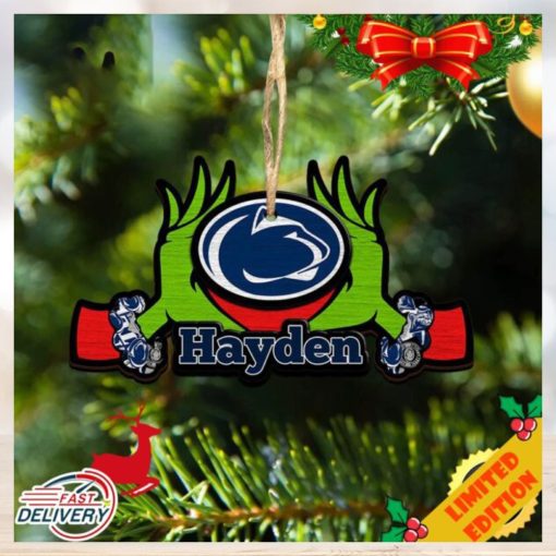 NCAA Penn State Nittany Lions Grinch Christmas Ornament Personalized Your Name 2023 Christmas Tree Decorations