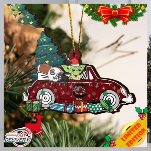 NCAA South Carolina Gamecocks And Baby Yoda Christmas Ornament 2023 Christmas Tree Decorations