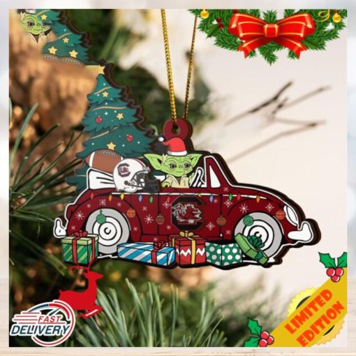 NCAA South Carolina Gamecocks And Baby Yoda Christmas Ornament 2023 Christmas Tree Decorations