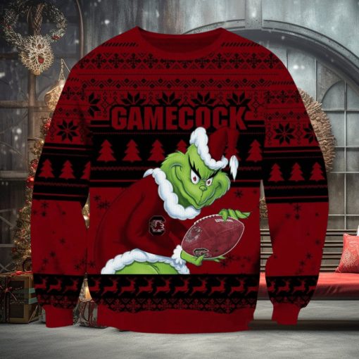 NCAA South Carolina Gamecocks Grinch AOP Ugly Christmas Sweater Christmas Gift For Men And Women