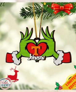NCAA Tennessee Volunteers And Grinch Christmas Ornament Custom Your Name 2023 Christmas Tree Decorations