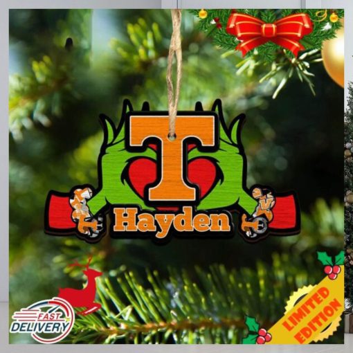 NCAA Tennessee Volunteers Grinch Christmas Ornament Personalized Your Name 2023 Christmas Tree Decorations