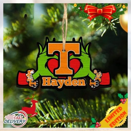 NCAA Tennessee Volunteers Grinch Christmas Ornament Personalized Your Name 2023 Christmas Tree Decorations