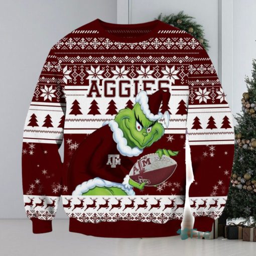 NCAA Texas A&M Aggies Grinch AOP Ugly Christmas Sweater Christmas Gift For Men And Women