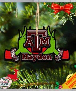NCAA Texas AM Aggies Grinch Christmas Ornament Personalized Your Name 2023 Christmas Tree Decorations