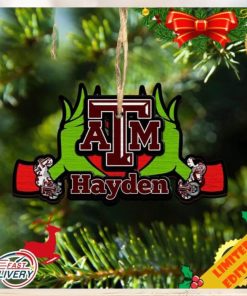 NCAA Texas AM Aggies Grinch Christmas Ornament Personalized Your Name 2023 Christmas Tree Decorations
