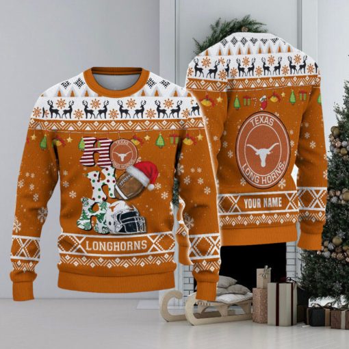 NCAA Texas Longhorns HO HO HO Custom Ugly Christmas Sweater