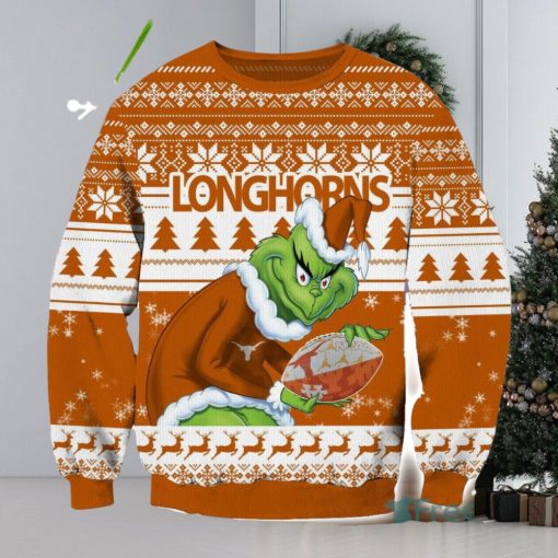 NCAA Texas Longhorns Logo Grinch AOP Ugly Christmas Sweater Christmas Gift For Men And Women