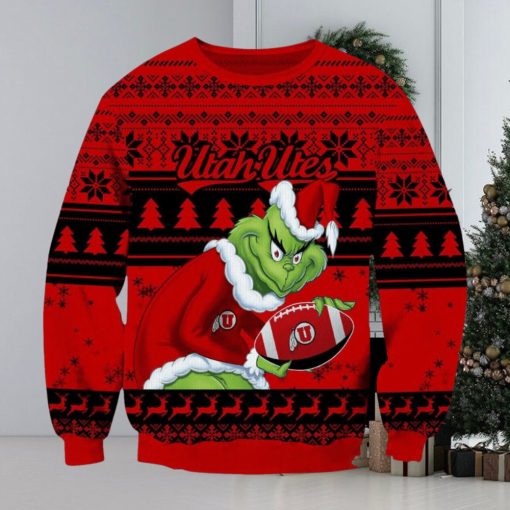 NCAA Utah Utes Grinch AOP Ugly Christmas Sweater Christmas Gift For Men And Women