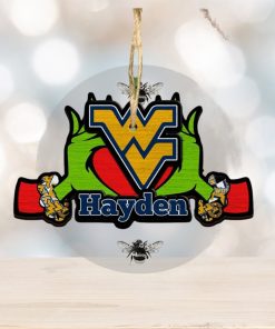 NCAA West Virginia Mountaineers Grinch Christmas Ornament Personalized Your Name