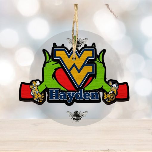 NCAA West Virginia Mountaineers Grinch Christmas Ornament Personalized Your Name