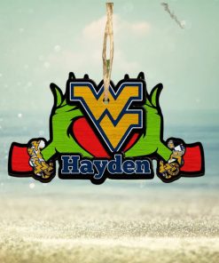 NCAA West Virginia Mountaineers Grinch Christmas Ornament Personalized Your Name