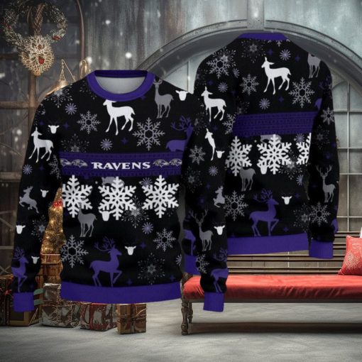 NFL Baltimore Ravens Christmas Pattern V2 Sport Christmas Ugly Sweater 3D