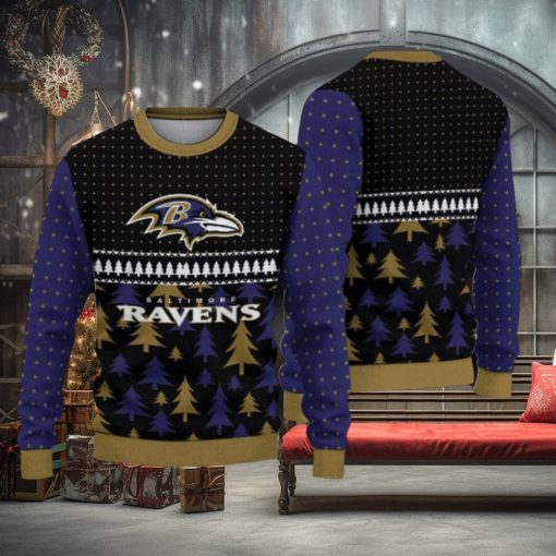 NFL Baltimore Ravens Christmas Pattern V3 Sport Christmas Ugly Sweater 3D