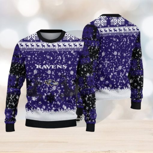 NFL Baltimore Ravens Christmas Reindeer V2 Sport Christmas Ugly Sweater 3D