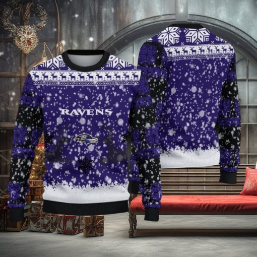 NFL Baltimore Ravens Christmas Reindeer V2 Sport Christmas Ugly Sweater 3D