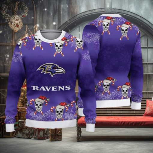 NFL Baltimore Ravens Christmas Skull Sport Christmas Ugly Sweater 3D