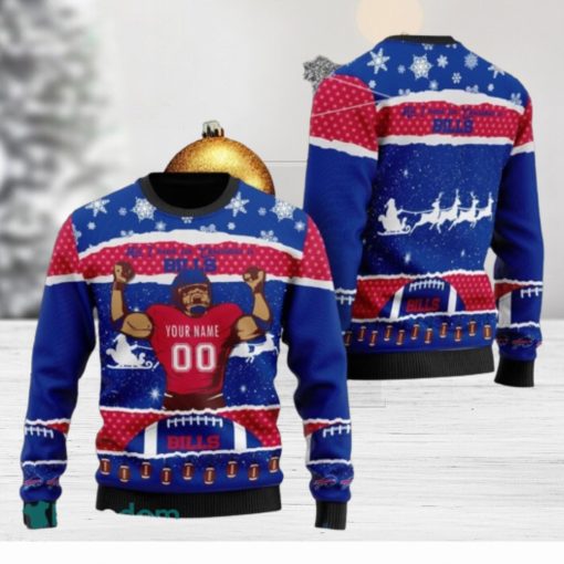 NFL Buffalo Bills All I Need For Christmas Ugly Sweater Custom Number And Name