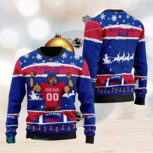 NFL Buffalo Bills All I Need For Christmas Ugly Sweater Custom Number And Name