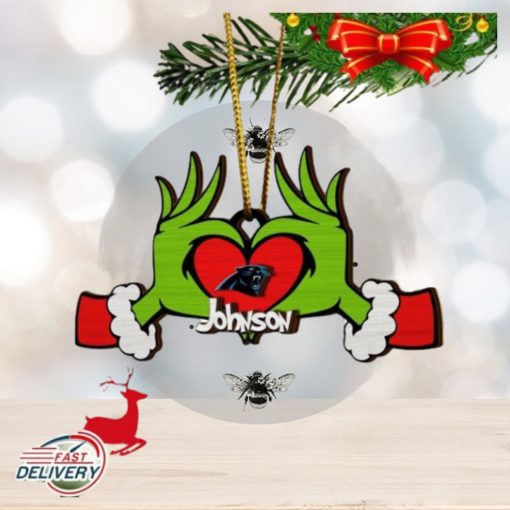 NFL Carolina Panthers And Grinch Xmas Ornament Custom Your Name 2023 Christmas Tree Decorations