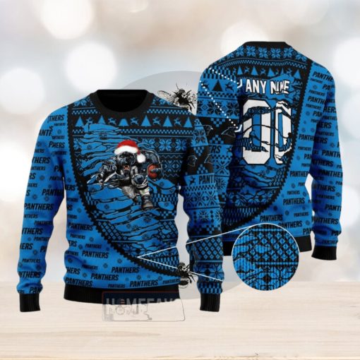 NFL Carolina Panthers Mascot Woolen Christmas Full Print Custom Sweater