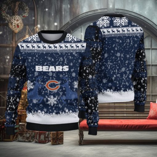 NFL Chicago Bears Christmas Reindeer V2 Sport Christmas Ugly Sweater 3D