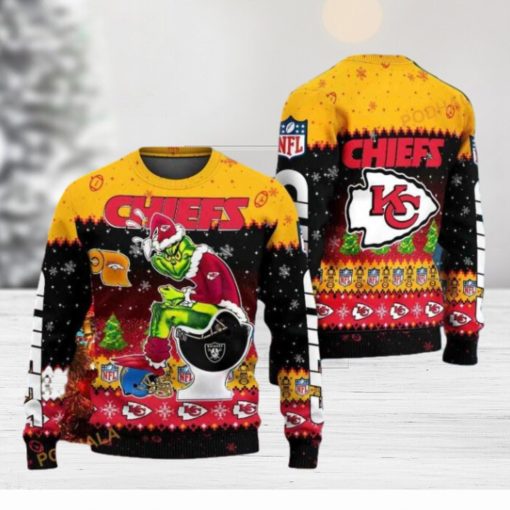 NFL Chiefs & Grinch Collab Ultimate Ugly Christmas Sweater, Perfect Football Fan Gift