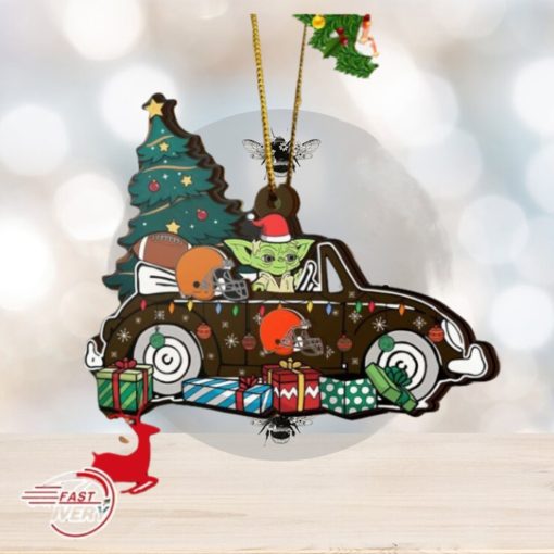 NFL Cleveland Browns And Baby Yoda Christmas Ornament 2023 Christmas Tree Decorations