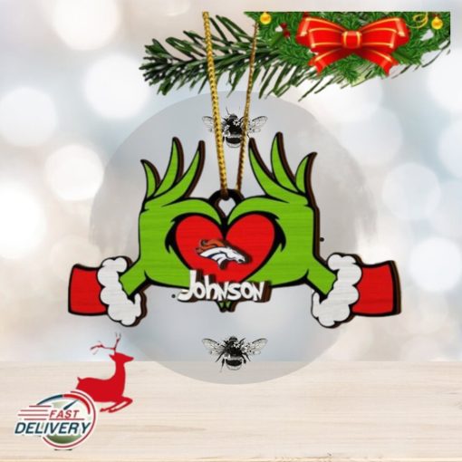 NFL Denver Broncos And Grinch Xmas Ornament Custom Your Name 2023 Christmas Tree Decorations