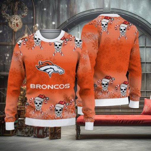 NFL Denver Broncos Christmas Skull Sport Christmas Ugly Sweater 3D