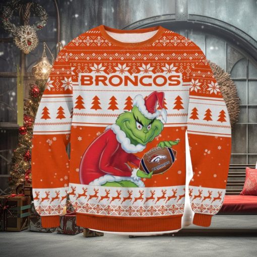 NFL Denver Broncos Grinch AOP Ugly Christmas Sweater Christmas Gift For Men And Women