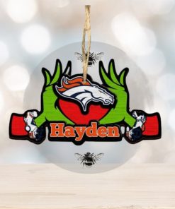 NFL Denver Broncos Grinch Christmas Ornament Personalized Your Name 2023 Christmas Tree Decorations