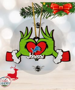 NFL Detroit Lions And Grinch Xmas Ornament Custom Your Name 2023 Christmas Tree Decorations