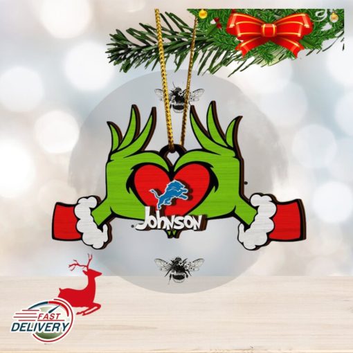 NFL Detroit Lions And Grinch Xmas Ornament Custom Your Name 2023 Christmas Tree Decorations