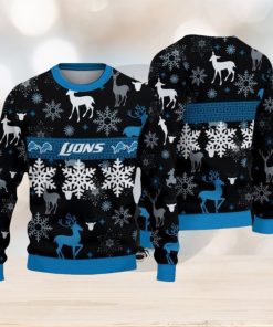 NFL Detroit Lions Christmas Pattern V2 Sport Christmas Ugly Sweater 3D