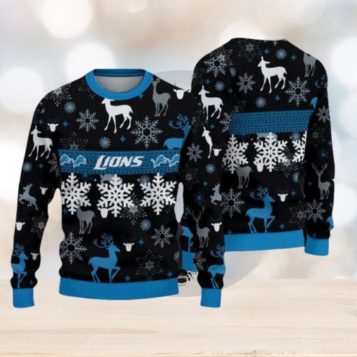 NFL Detroit Lions Christmas Pattern V2 Sport Christmas Ugly Sweater 3D