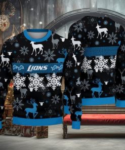 NFL Detroit Lions Christmas Pattern V2 Sport Christmas Ugly Sweater 3D