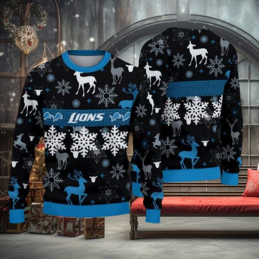 NFL Detroit Lions Christmas Pattern V2 Sport Christmas Ugly Sweater 3D