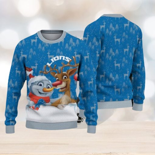 NFL Detroit Lions Christmas Reindeer Sport Christmas Ugly Sweater 3D