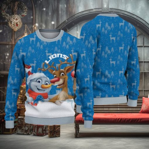 NFL Detroit Lions Christmas Reindeer Sport Christmas Ugly Sweater 3D