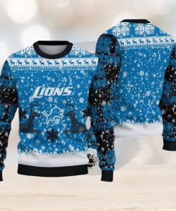 NFL Detroit Lions Christmas Reindeer V2 Sport Christmas Ugly Sweater 3D