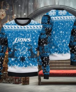 NFL Detroit Lions Christmas Reindeer V2 Sport Christmas Ugly Sweater 3D