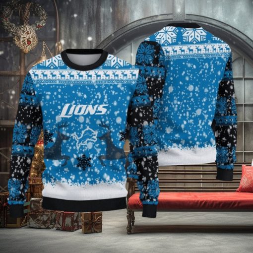 NFL Detroit Lions Christmas Reindeer V2 Sport Christmas Ugly Sweater 3D